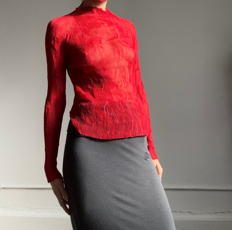 Issey Miyake crinkled blouse
