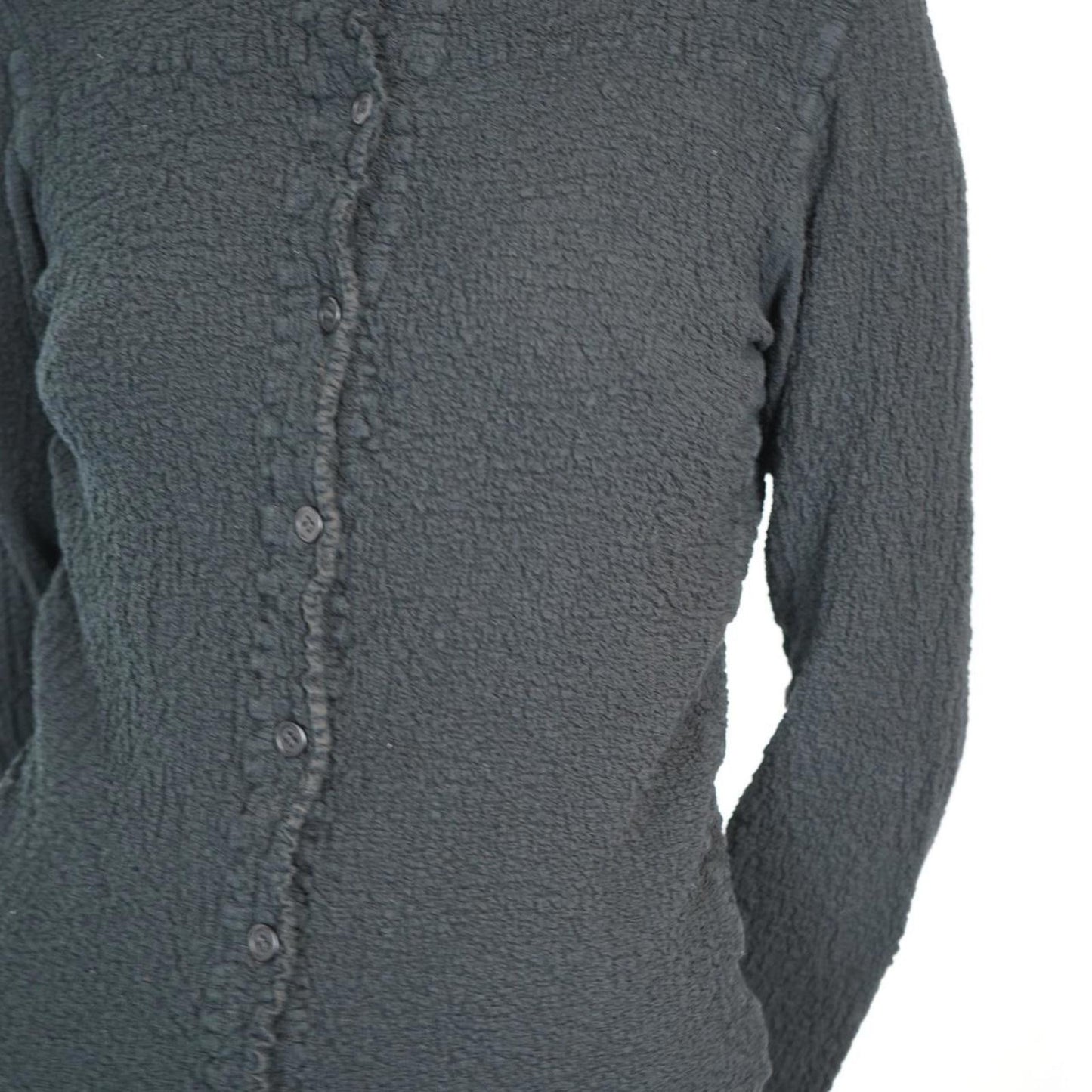 Black Issey Miyake Me crinkle button up shirt