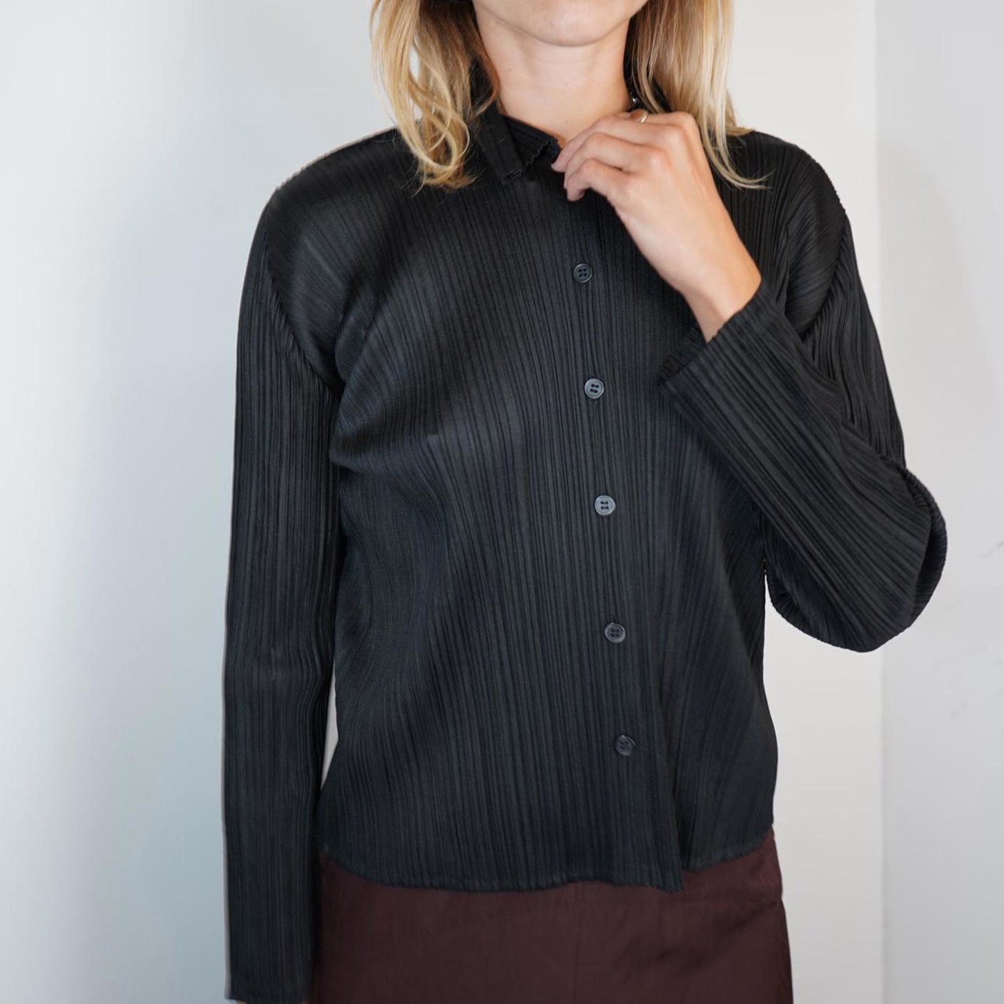 Black Issey Miyake Pleats Please button up jacket