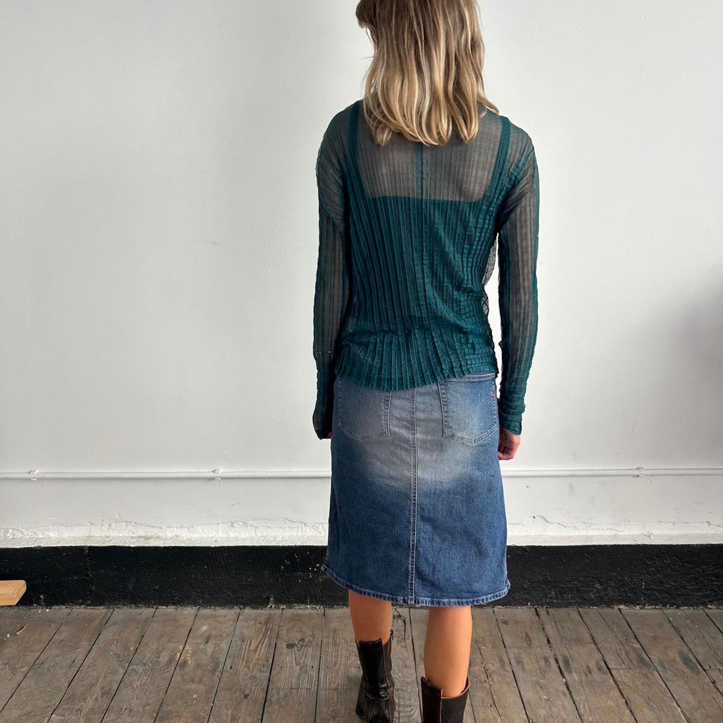 Turquoise Issey Miyake Me Collared Long Sleeve