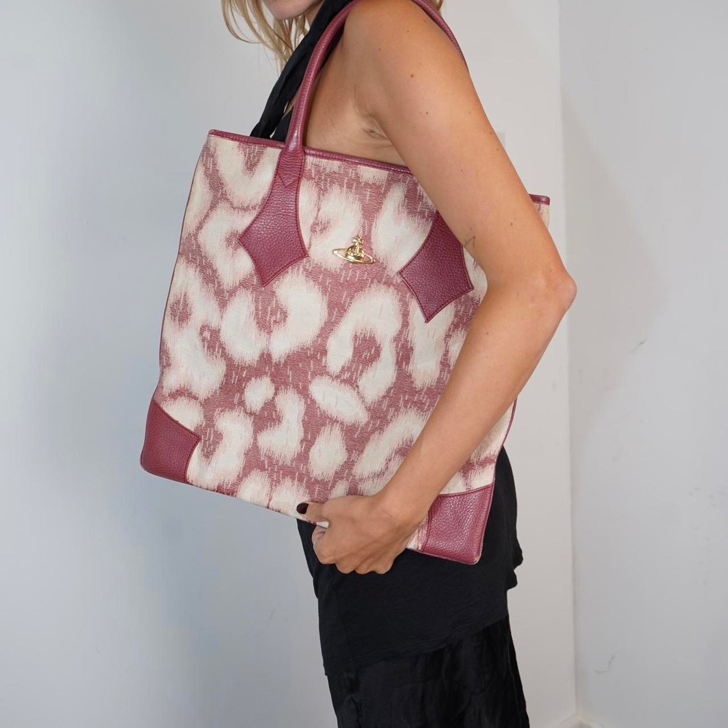 Vivienne Westwood leopard print pink square bag
