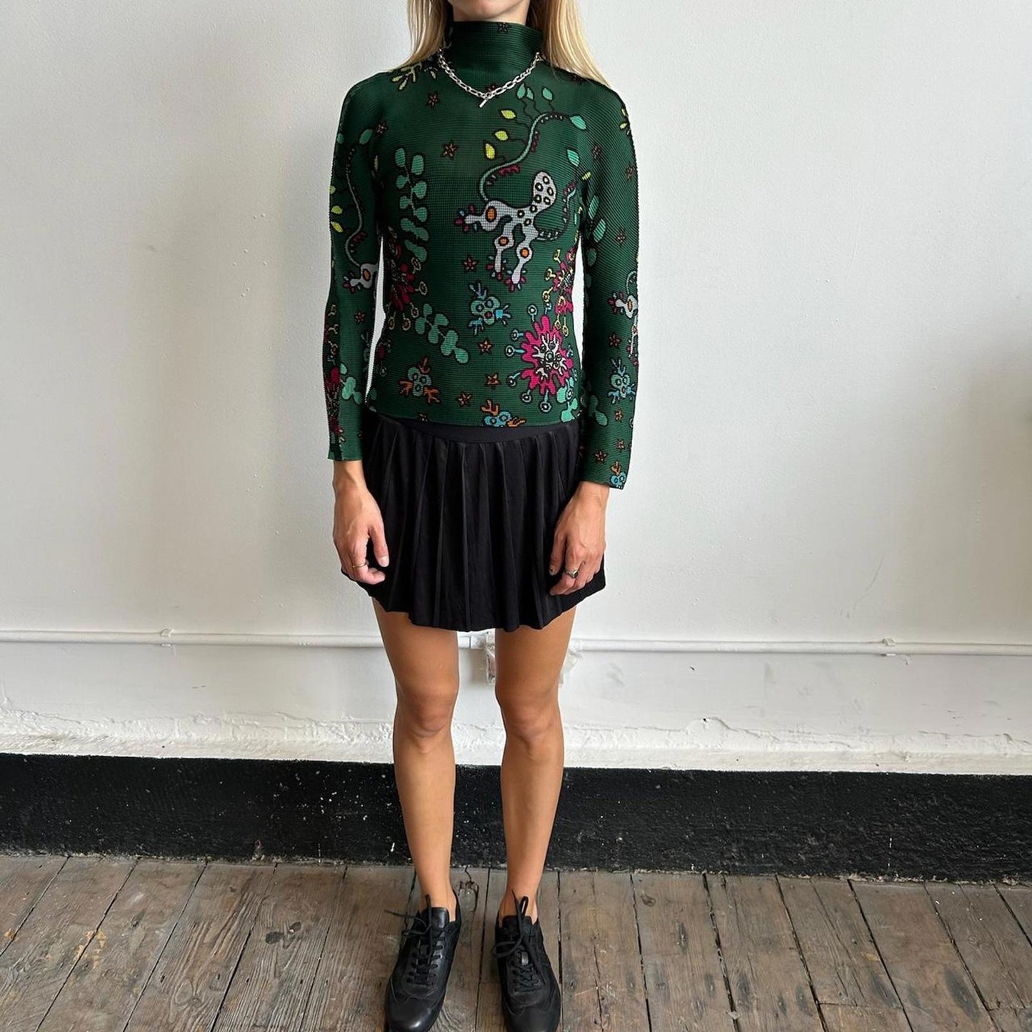 Issey Miyake Me long-sleeve patterned pleated top