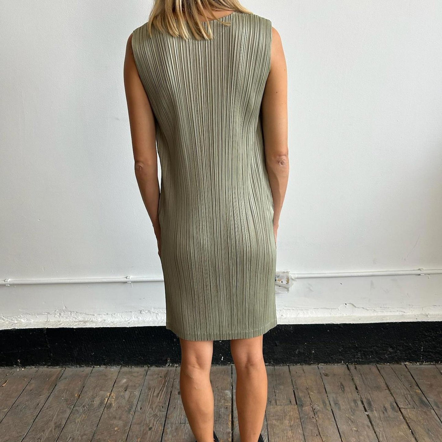 Khaki Issey Miyake Pleats Please dress