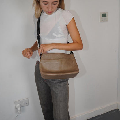 Margaret Howell leather cross body grey bag