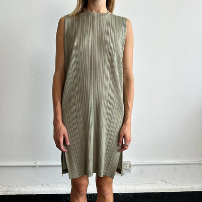 Khaki Issey Miyake Pleats Please dress