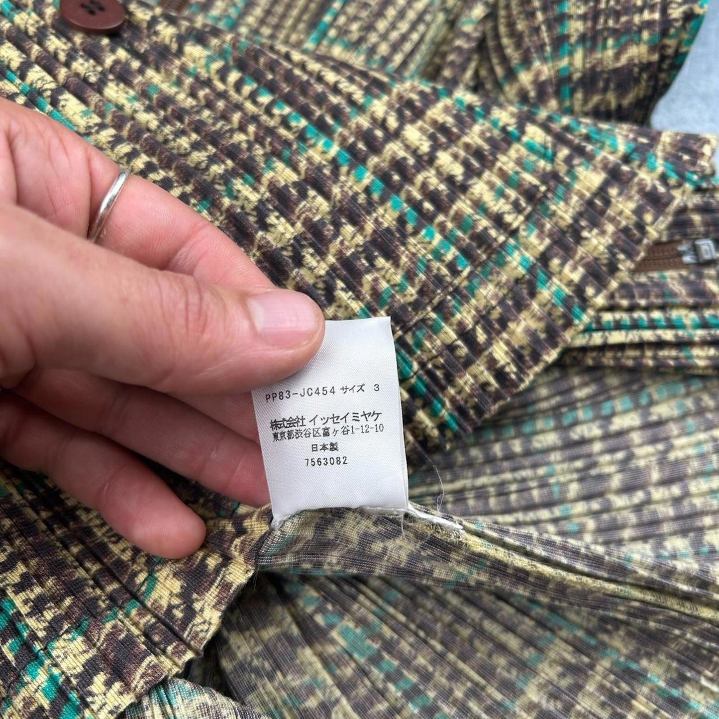 Checked Issey Miyake Pleats Please zip up jacket
