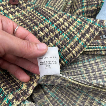 Checked Issey Miyake Pleats Please zip up jacket