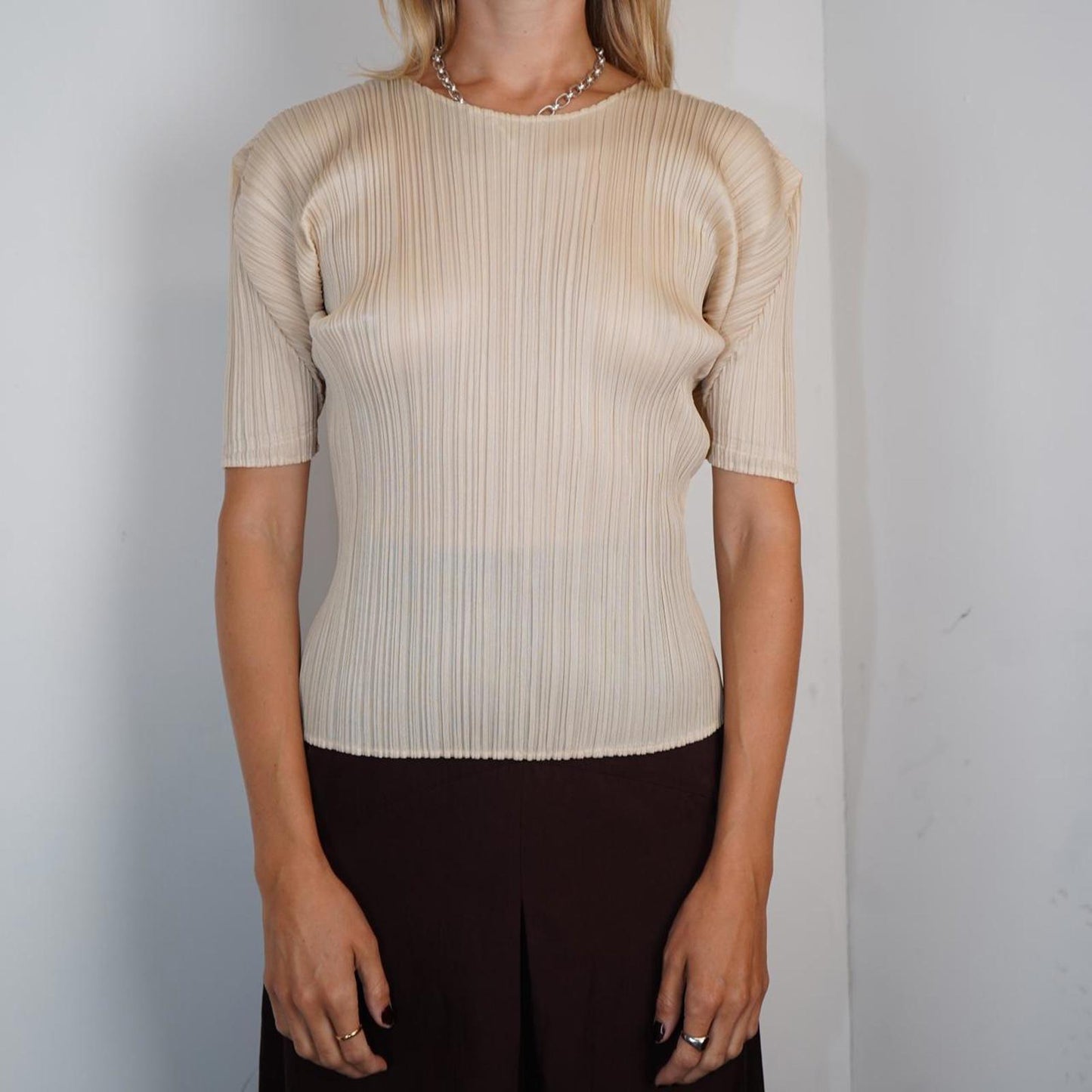 Issey Miyake Pleats Please beige t-shirt