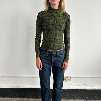 Camo Print Issey Miyake White Label Pleated Long Sleeve Top