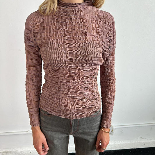 Issey Miyake pleated long sleeved iridescent top