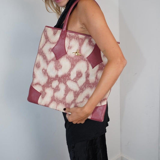 Vivienne Westwood leopard print pink square bag