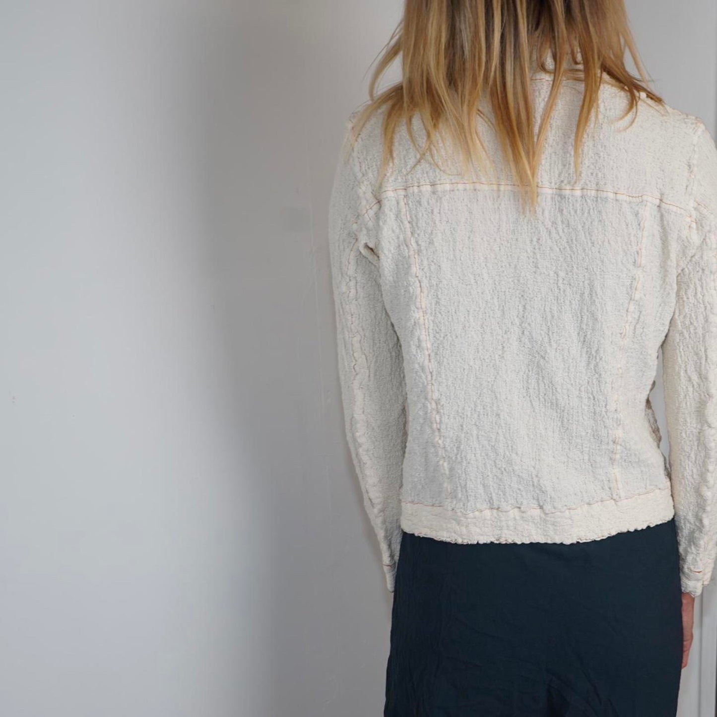 Issey Miyake Me Crinkled White Button up blouse/jacket