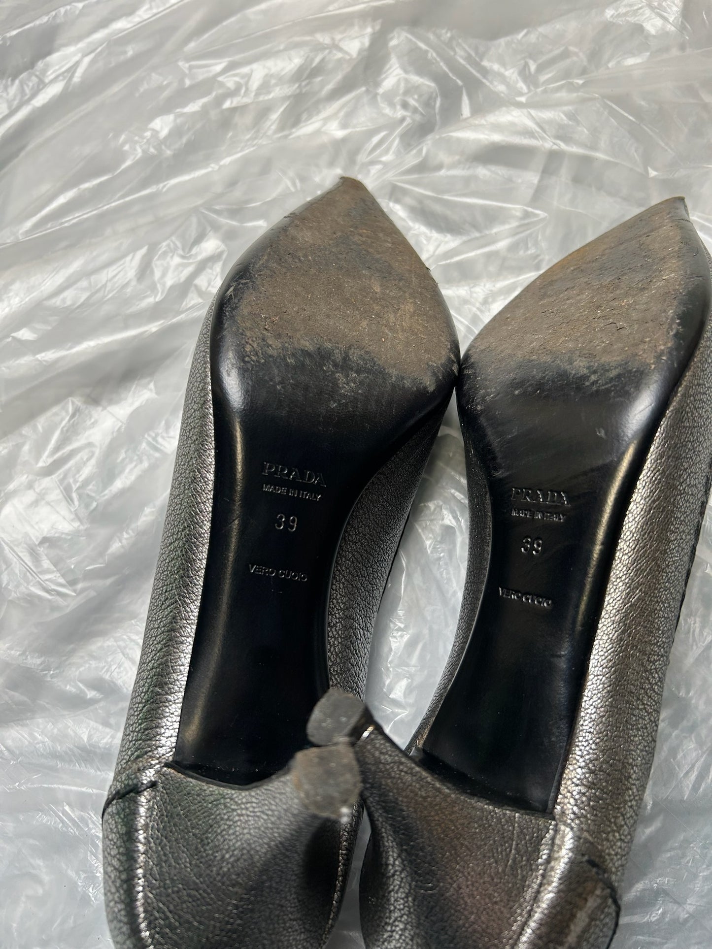 Prada Silver Heels