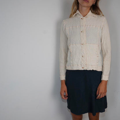 Issey Miyake Me Crinkled White Button up blouse/jacket