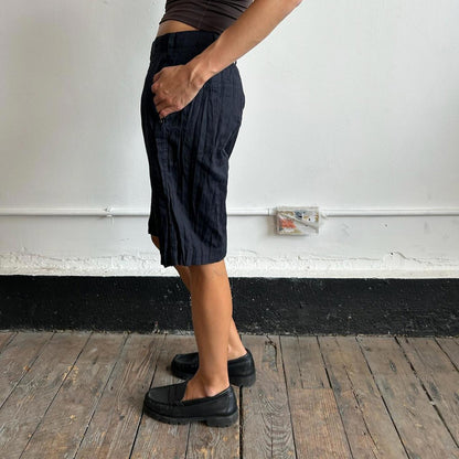Issey Miyake Men navy crinkle shorts