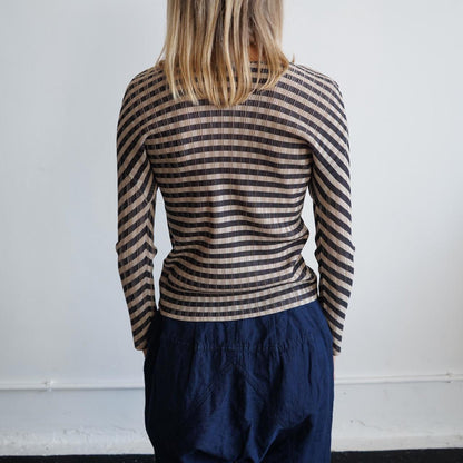 Issey Miyake Pleats Please striped long sleeve top