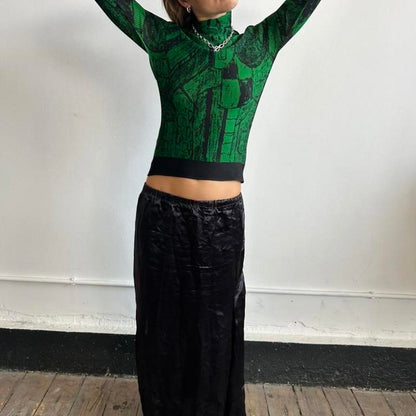 Green Issey Miyake Me pleated long sleeve top