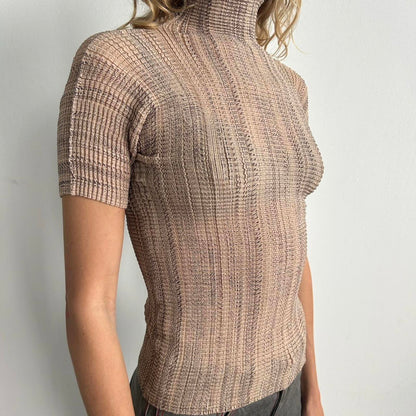 Issey Miyake Pleated Short Sleeve Top