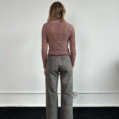 Issey Miyake pleated long sleeved iridescent top