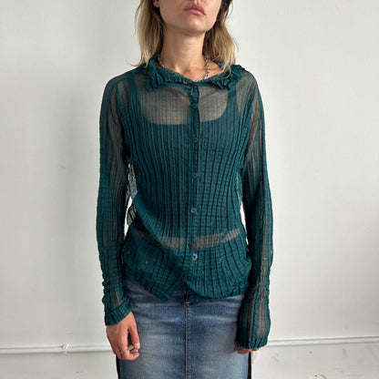 Turquoise Issey Miyake Me Collared Long Sleeve
