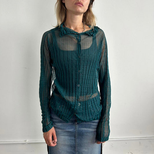 Turquoise Issey Miyake Me Collared Long Sleeve