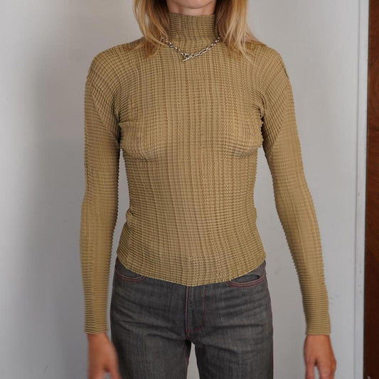 Issey Miyake pleats T crinkled long sleeved top