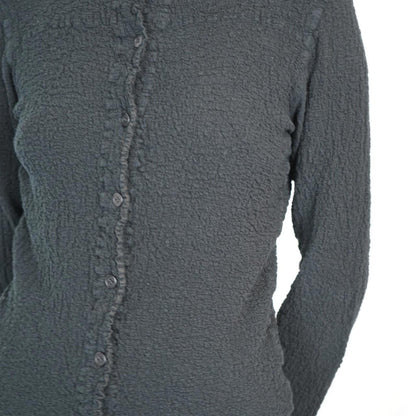 Black Issey Miyake Me crinkle button up shirt