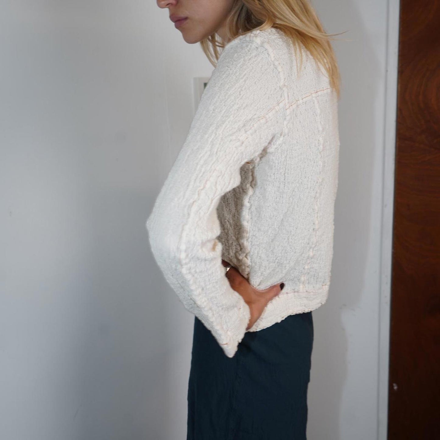 Issey Miyake Me Crinkled White Button up blouse/jacket