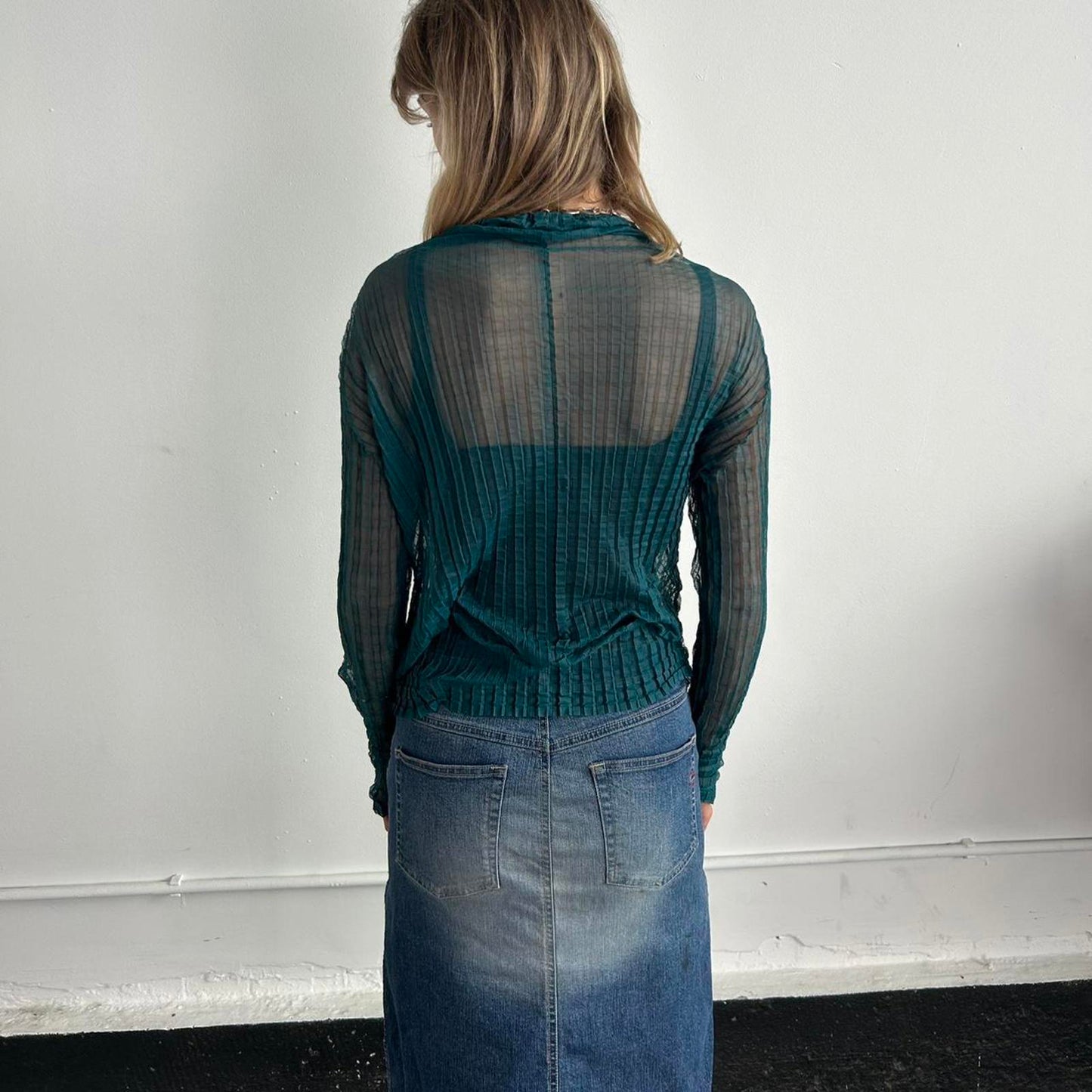 Turquoise Issey Miyake Me Collared Long Sleeve