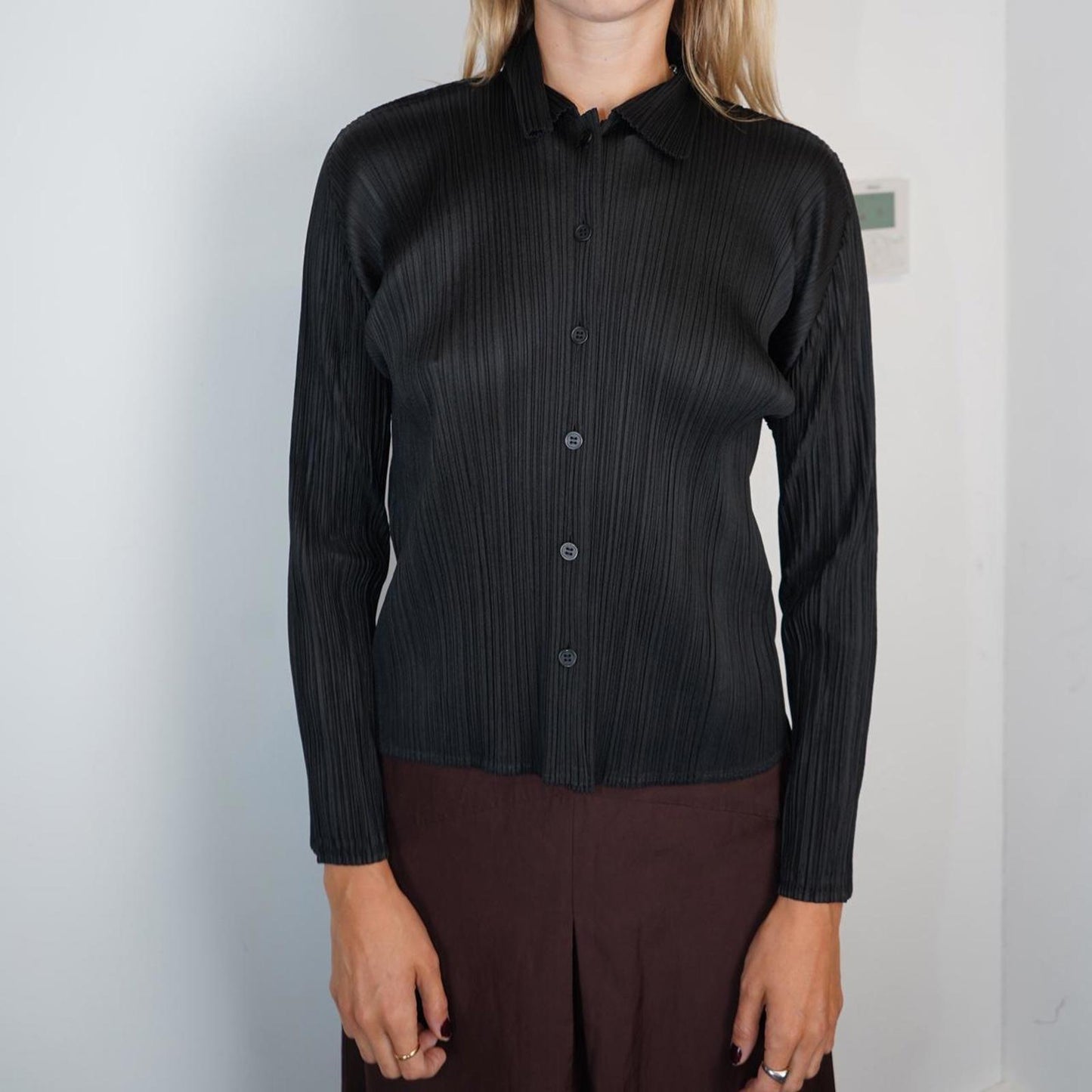 Black Issey Miyake Pleats Please button up jacket
