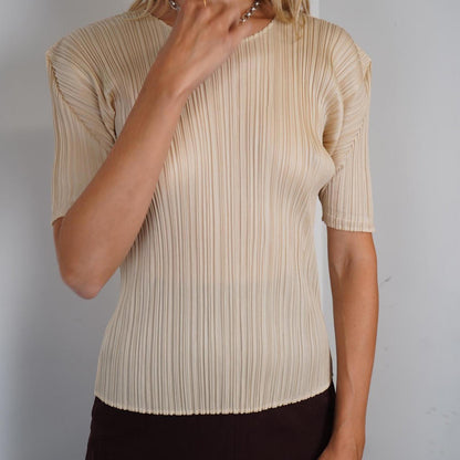 Issey Miyake Pleats Please beige t-shirt