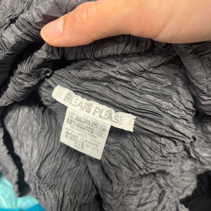 Issey Miyake crinkled grey sleeveless high neck top