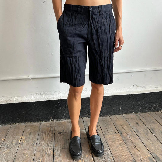 Issey Miyake Men navy crinkle shorts