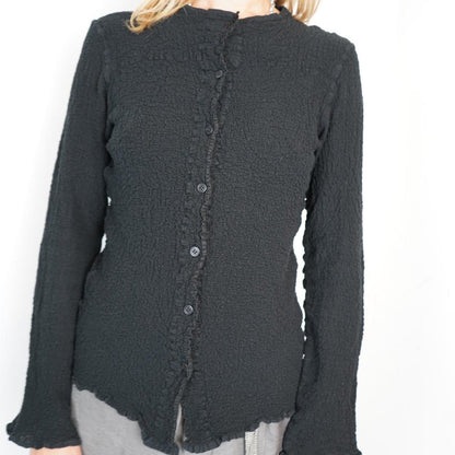 Black Issey Miyake Me crinkle button up shirt