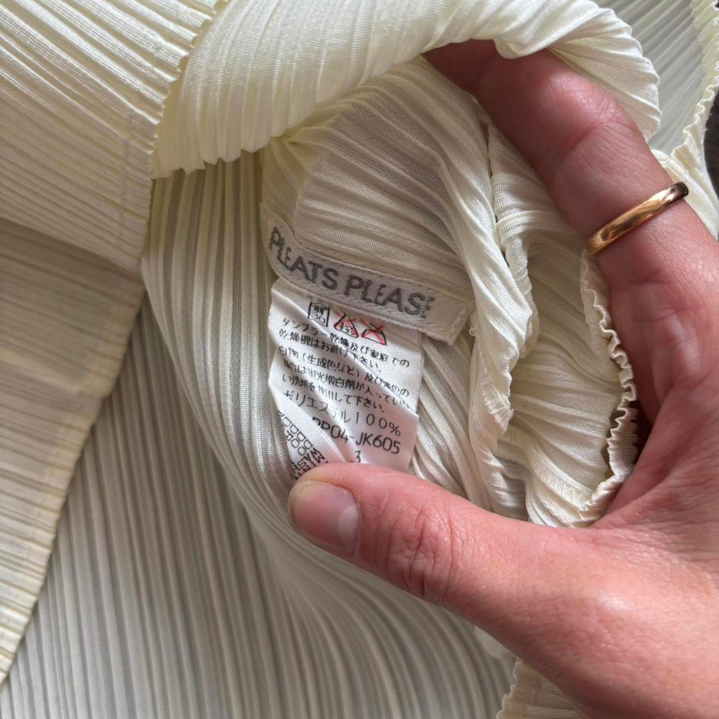 Cream Issey Miyake Pleats Please button-down shirt