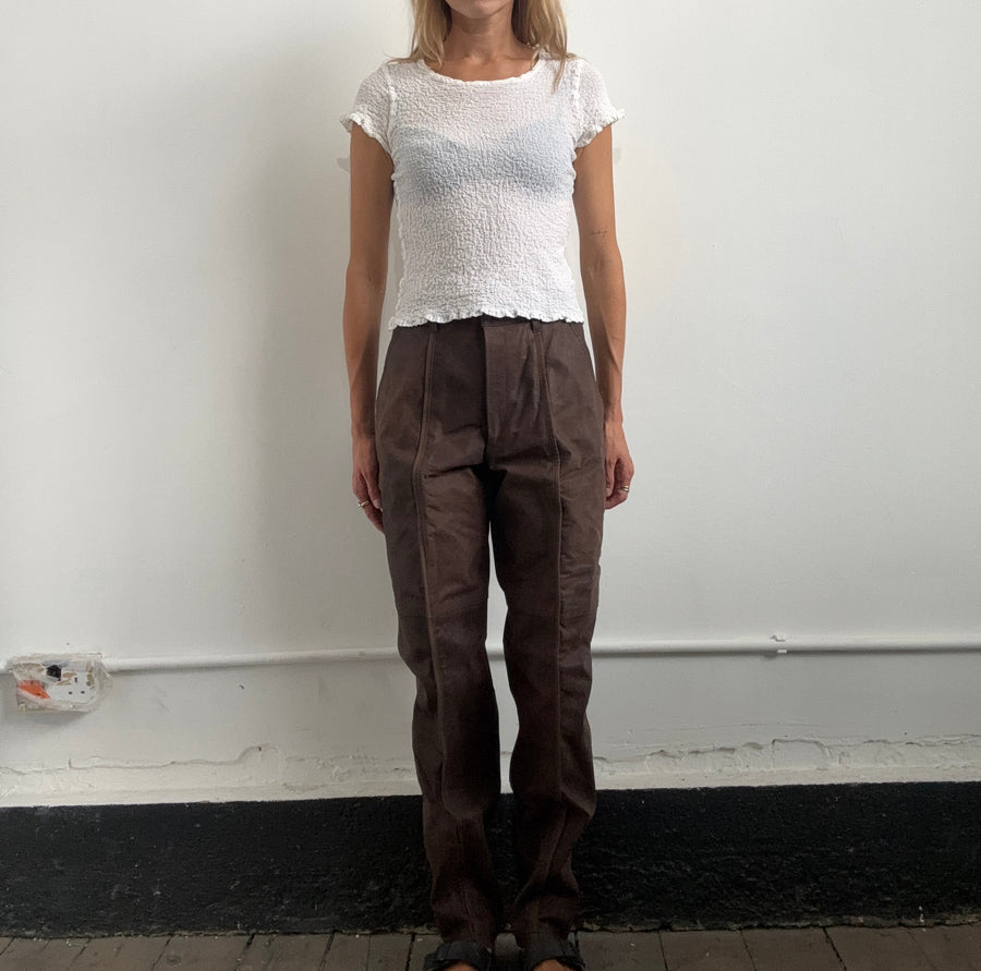 Issey Miyake leather trousers