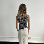 Issey Miyake Me Pleated Patterned Vest in Black and white