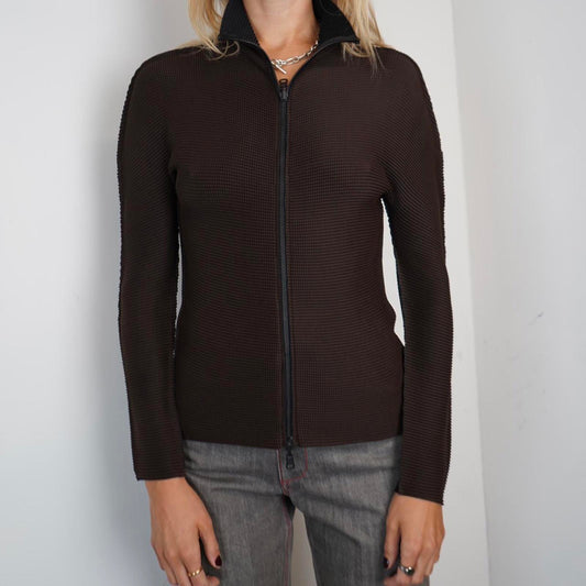 Brown Issey Miyake Me full zip jacket