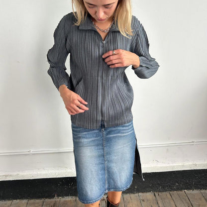 Issey Miyake Pleats Please grey zip up jacket