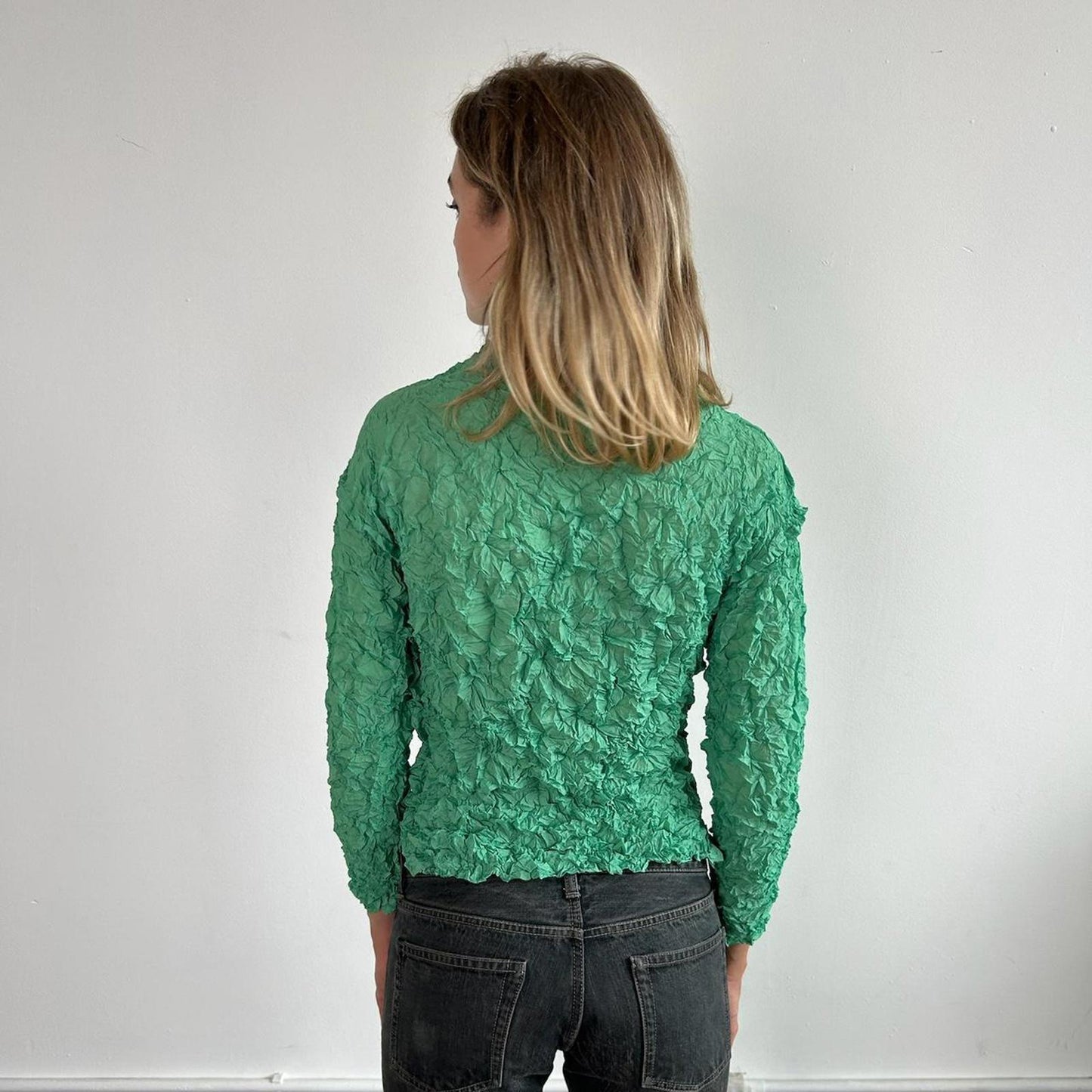 Issey Miyake Me Crinkle Long Sleeve Top