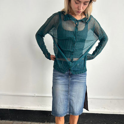 Turquoise Issey Miyake Me Collared Long Sleeve