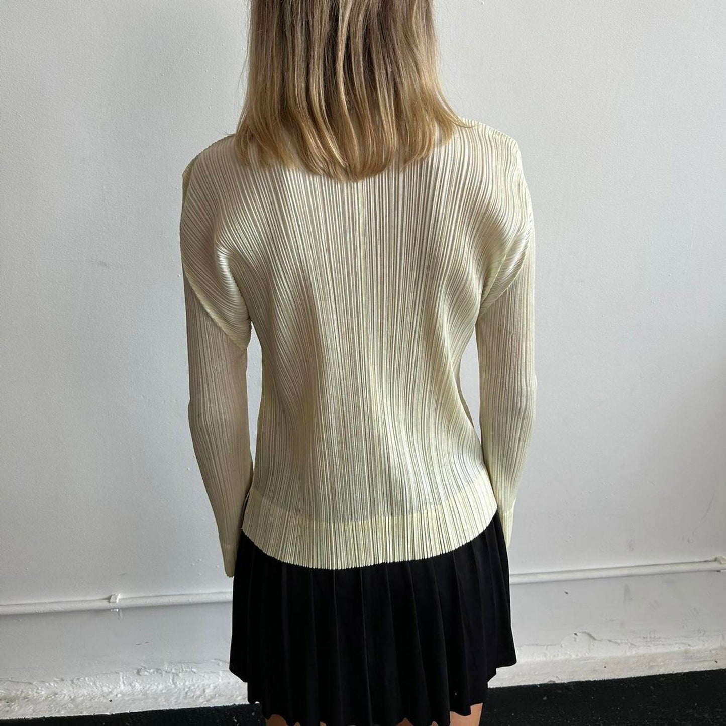 Issey Miyake Pleats Please button-down shirt with blue speckles