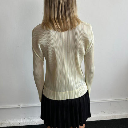 Issey Miyake Pleats Please button-down shirt with blue speckles