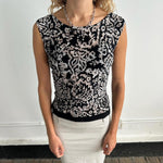 Issey Miyake Me Pleated Patterned Vest in Black and white