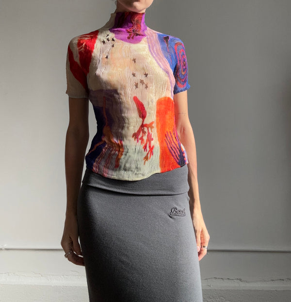 Issey Miyake crinkled top