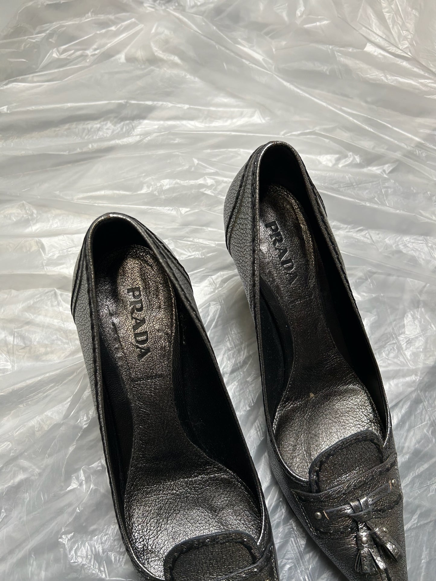 Prada Silver Heels