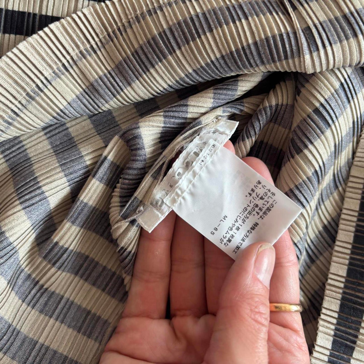 Issey Miyake Pleats Please striped long sleeve top