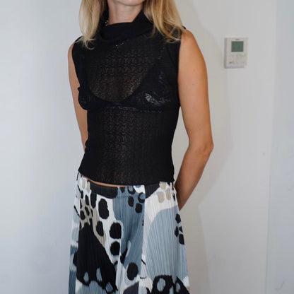 Issey Miyake roll neck sleeveless blouse