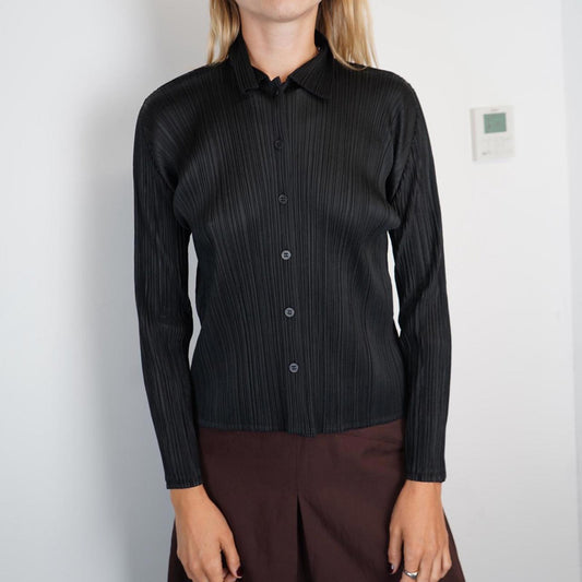 Black Issey Miyake Pleats Please button up jacket