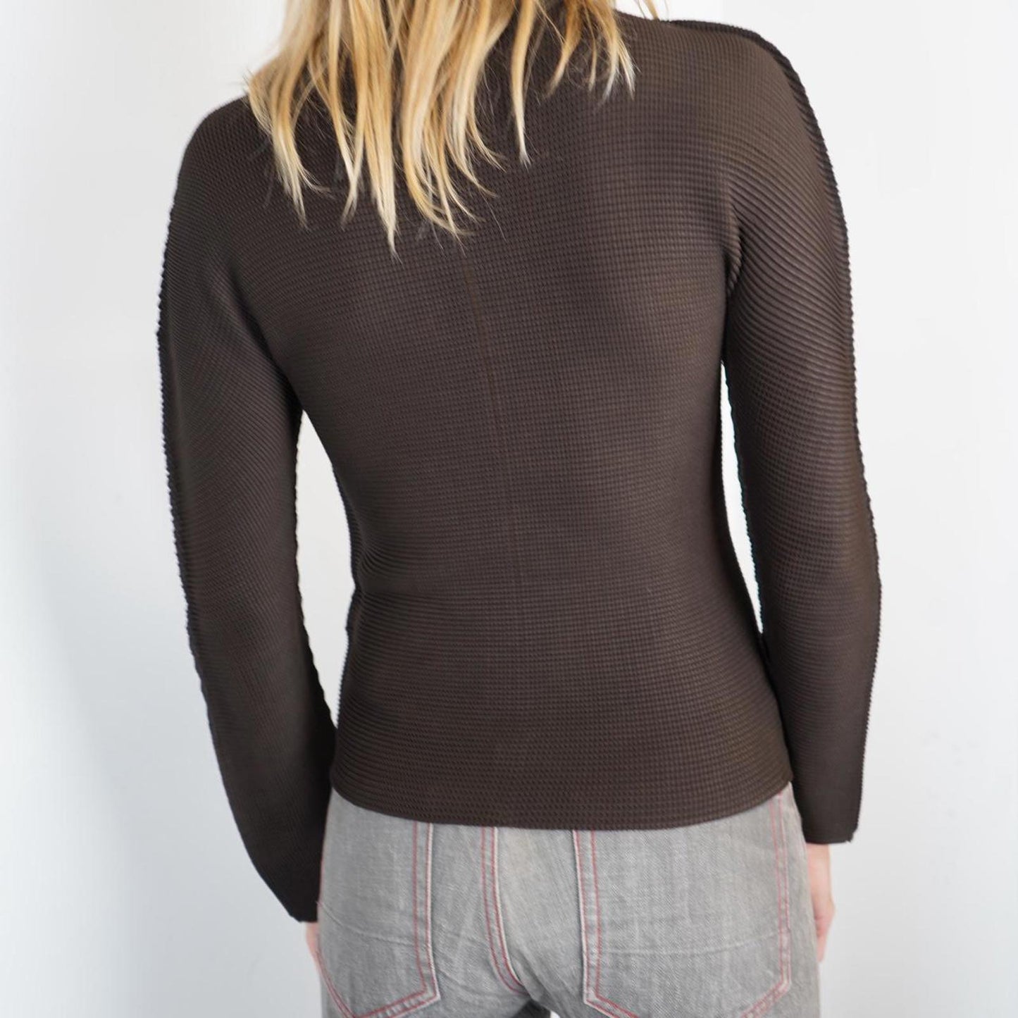 Brown Issey Miyake Me full zip jacket